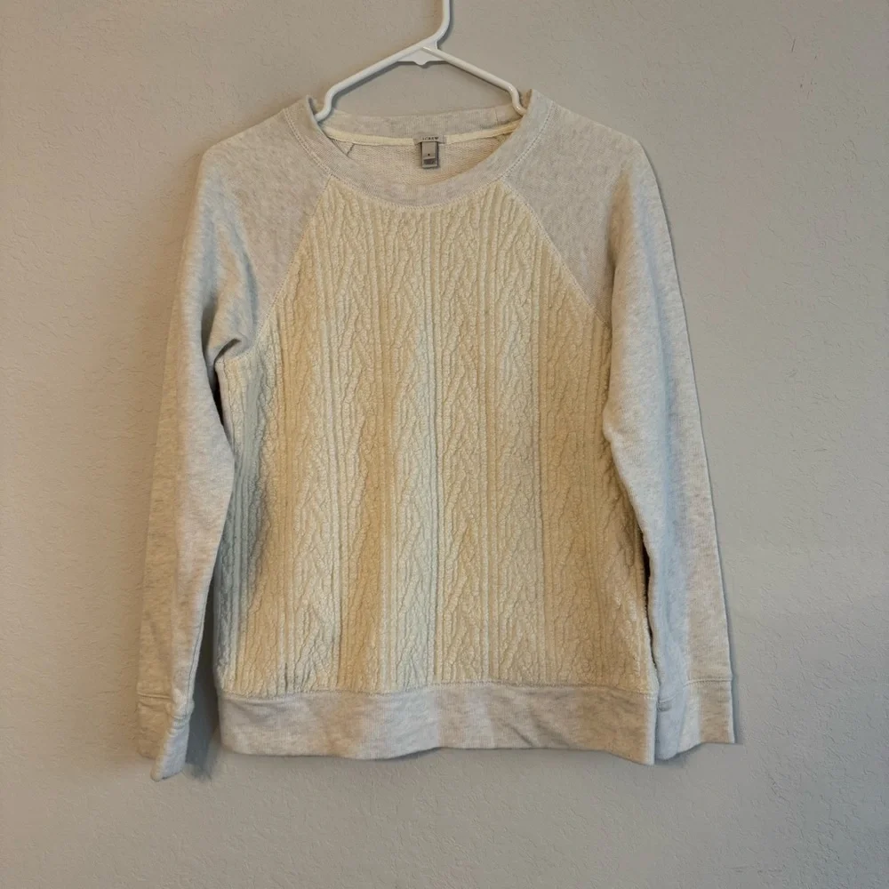 J. Crew Gray and Cream Textured Sweater Small - Picture 1 of 5